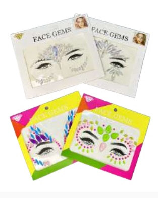 GEMAS ROSTRO FIESTA LUZ NOCHE VARIOS DISEÑOS