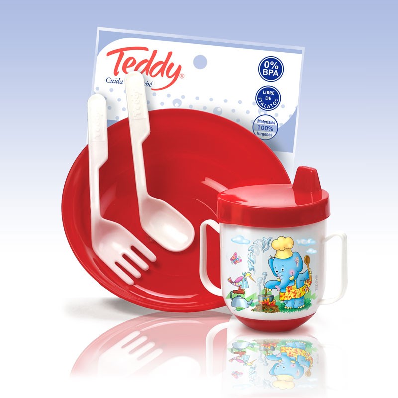 JUEGO TEDDY PLATO+TAZA+CUBIERTO