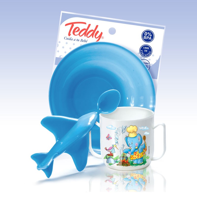 JUEGO TEDDY PLATO+VASO+AVIONCITO