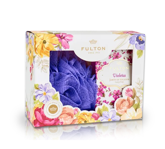 ESTUCHE FULTON VIOLETAS JABON + ESPONJA
