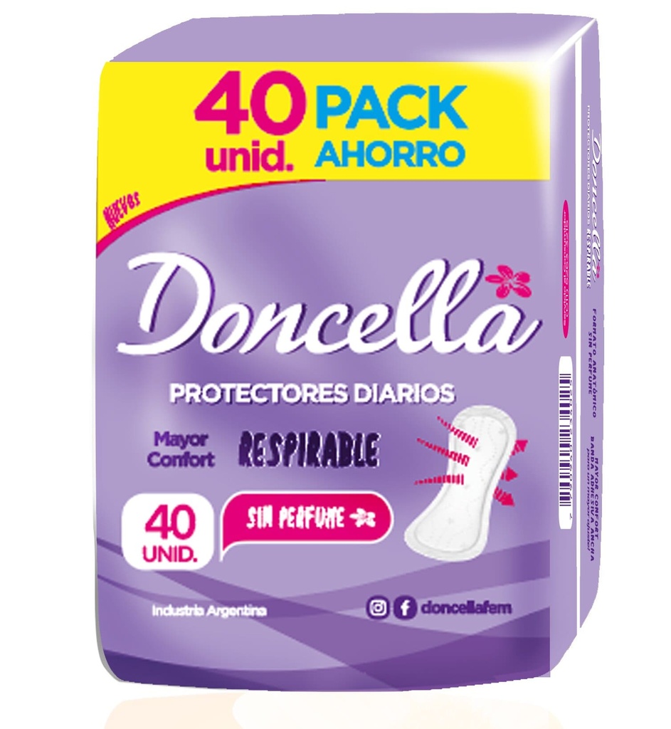 PROTECTOR DIARIO RESPIRABLE LILA S/DEO 40U (15)
