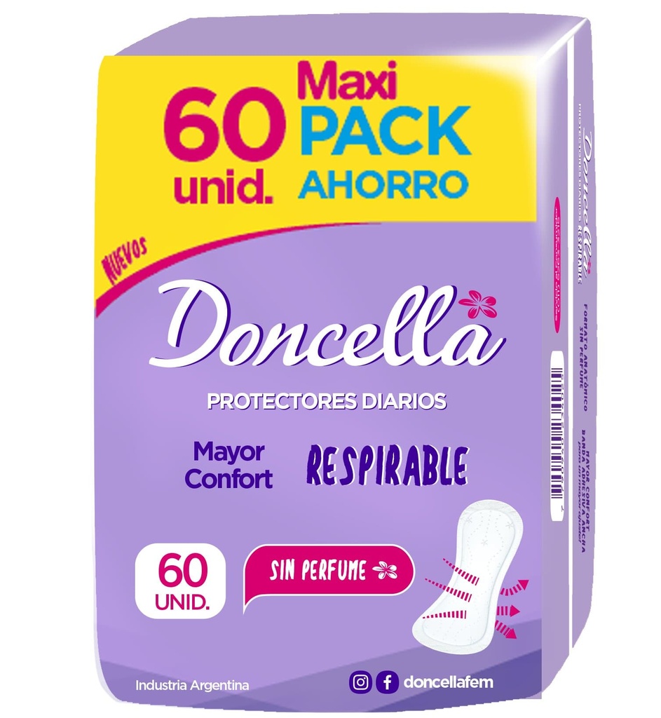 PROTECTOR DIARIO RESPIRABLE LILA S/DEO 60U (10)