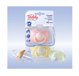 [279R-2] CHUPETE TEDDY BICOLOR SILIC RED T2